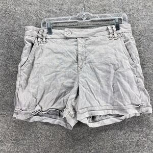 5/$45 Level 99 Shorts Women 30 Plus Gray Mid Rise Chino Cuffed Linen  Pockets